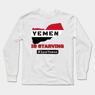 Yemen is starving - Yemen map and flag colors Long Sleeve T-Shirt